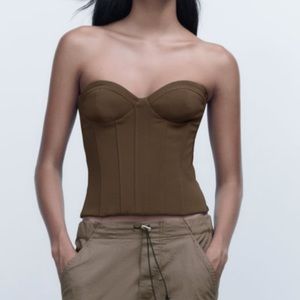 Zara Army Green Corset Top